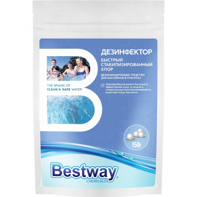 Дезинфектор для ударной обработки воды в гранулах BESTWAY (150 г) DB0.15G BW Дезинфектор для ударной обработки воды в гранулах BESTWAY (150 г) DB0.15G BW