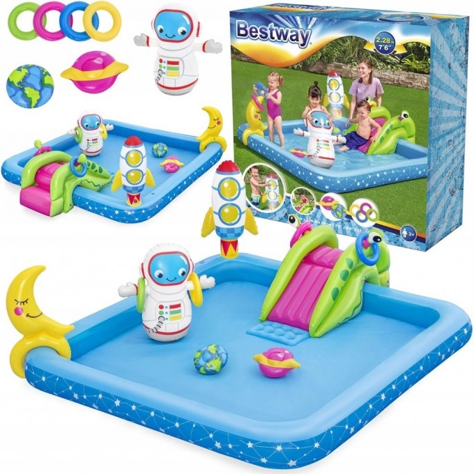 Игровой центр BESTWAY Маленький Космонавт 228х206х84см с горкой, 308л, от 2 лет 53126 BW Игровой центр BESTWAY Маленький Космонавт 228х206х84см с горкой, 308л, от 2 лет 53126 BW