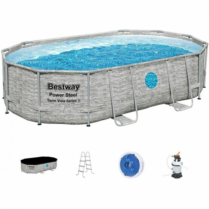 Каркасный бассейн BESTWAY POWER STEEL OVAL 488х305х107см, 7250л ротанг 56946 BW Каркасный бассейн BESTWAY POWER STEEL OVAL 488х305х107см, 7250л ротанг 56946 BW