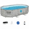 Каркасный бассейн BESTWAY POWER STEEL OVAL 488х305х107см, 7250л ротанг 56946 BW