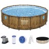 Каркасный бассейн BESTWAY POWER STEEL РОТАНГ 488х122 см, 19480 л + фильтр-насос BESTWAY 5678 л/ч, тент, лестница 56725 BW