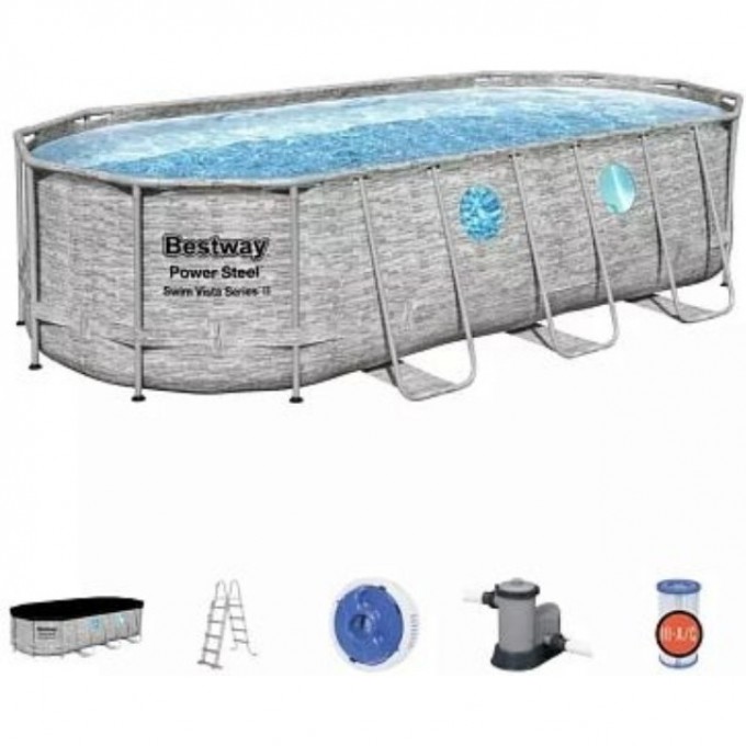 Каркасный бассейн BESTWAY POWER STEEL Ротанг 549х274х122см, 13430л + фильтр-насос 5678 л/ч, лестница, тент 56716 BW Каркасный бассейн BESTWAY POWER STEEL Ротанг 549х274х122см, 13430л + фильтр-насос 5678 л/ч, лестница, тент 56716 BW