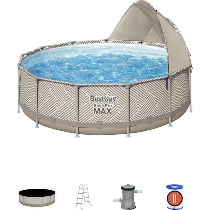 Каркасный бассейн BESTWAY STEEL PRO MAX 561FY 396x107см, 11133 л, фильтр-насос 2006 л\ч, лестница, тент, навес 561FY BW Каркасный бассейн BESTWAY STEEL PRO MAX 561FY 396x107см, 11133 л, фильтр-насос 2006 л\ч, лестница, тент, навес 561FY BW