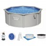 Стальной бассейн BESTWAY HYDRIUM 360х120см, 10990л + песочный ф/насос 3028 л/ч, лестница, тент, подстилка 56574 BW